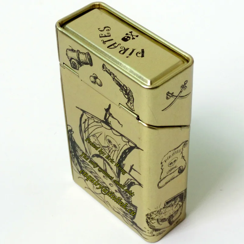 Rectangular Metal Tin Cigarette Tobacco case with Hinged Top,pipe Smoking  Cigarette Tobacco Tin case Storage Box