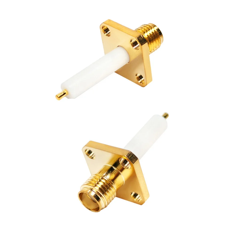 SMA-KFD15  Adapter with Rohs 50ohm Connectors SMA Female Jack 4 Holes Flange Straight Coaxial Cable Adapte Connector