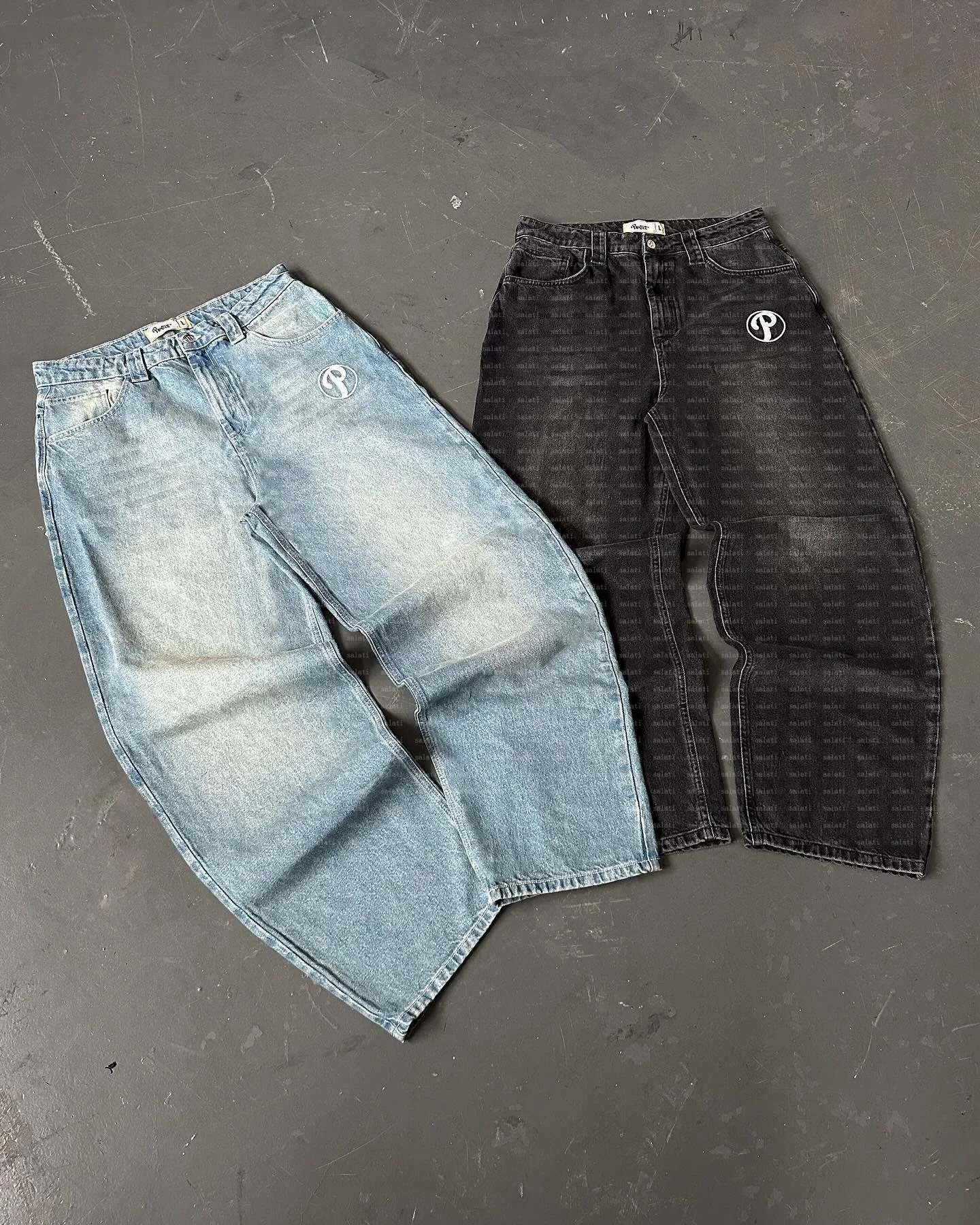 Salati Baggy Jeans Manufacturer Wash Printed Oversized High Waist Bootcut Wide Leg Distressed Vintage Denim Pant Flared Men Jean gallery 3