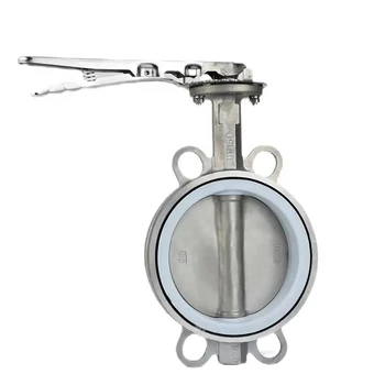 inch 2"-24" DN50-DN600 manual operated Wafer stainless steel PTFE seat butterfly valve