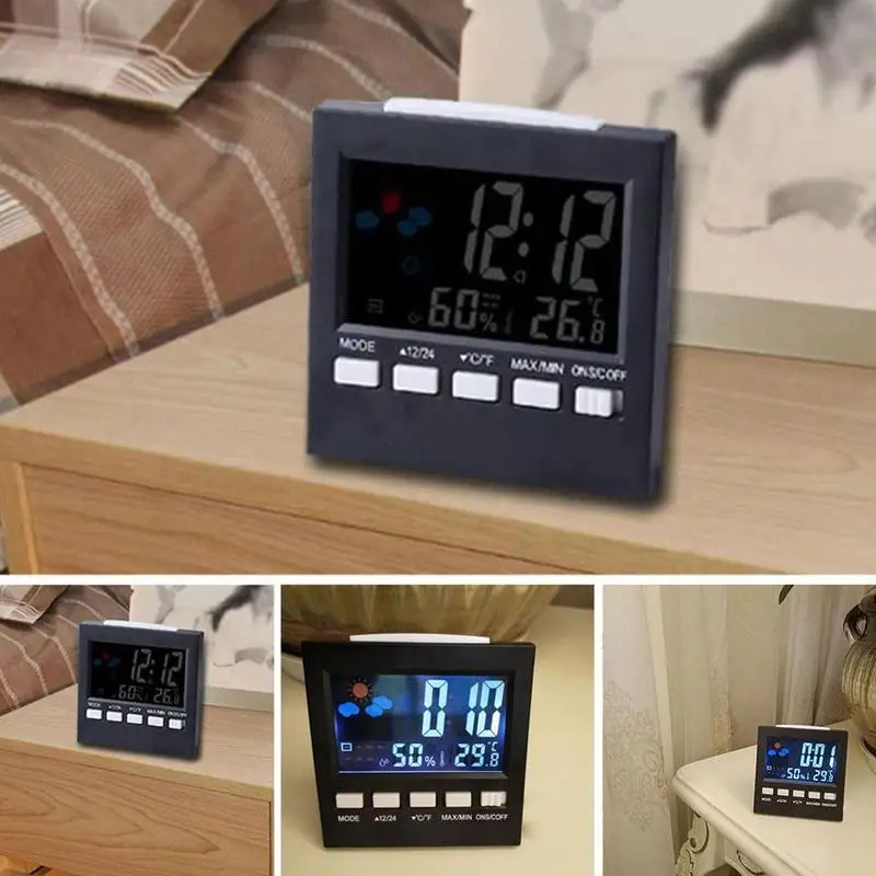 Voice Control LCD Screen Thermometer Clocks Indoor Humidity Monitor Electronic Digital Display Temperature Alarm Clock