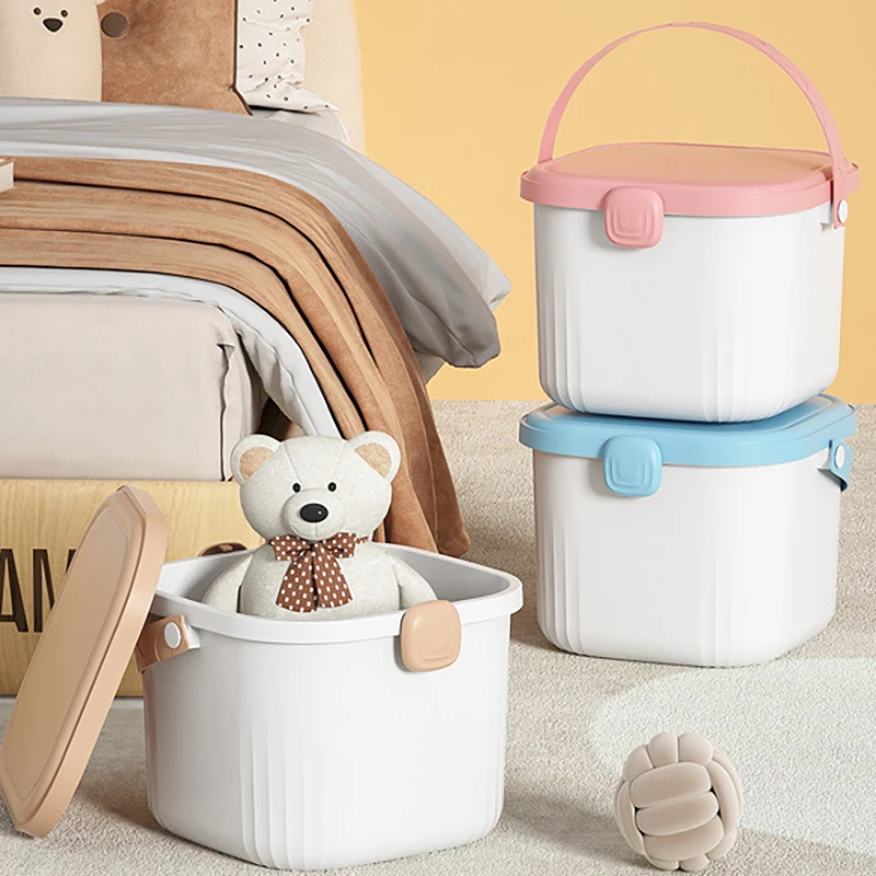 Cartoon Style Plastic Organizer for Children's Toys Storage Practical Storage Bucket As Bedroom Baby's Sundries Container