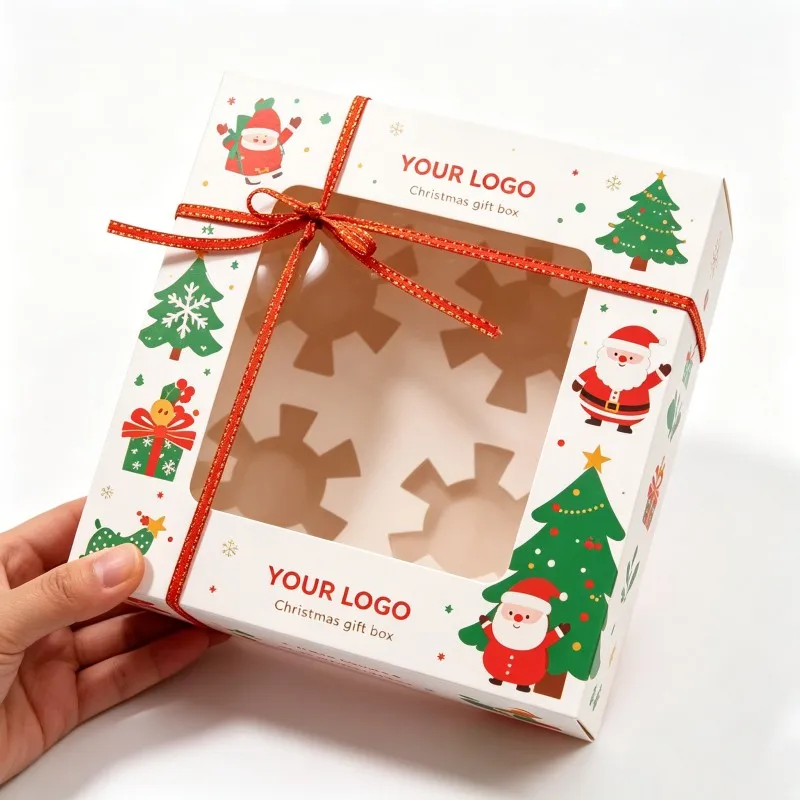 Box għall-Ħobż u l-Kaċkett bil-Qorti ta’ Kwalità Għolja, Eco-friendly, u Ħali għall-Użu bil-Fudam, b’Window Trasparenti għall-Ċukulata u l-Bakkarja, għall-Milied