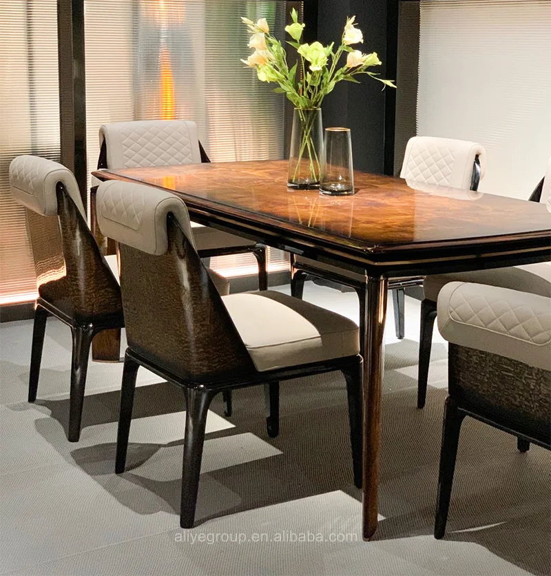 Luxury Wooden Dining Table And Chairs With Veneer Buy Luxury Dining