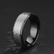 Fashion Jewelry 8mm Black Hammered Tungsten Spinner Fidget Ring for Men Women Anxiety Release Gift Engagement Wedding Band