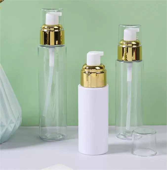 Clear Round Emulsion PET Bottle With Spray Pump Cap