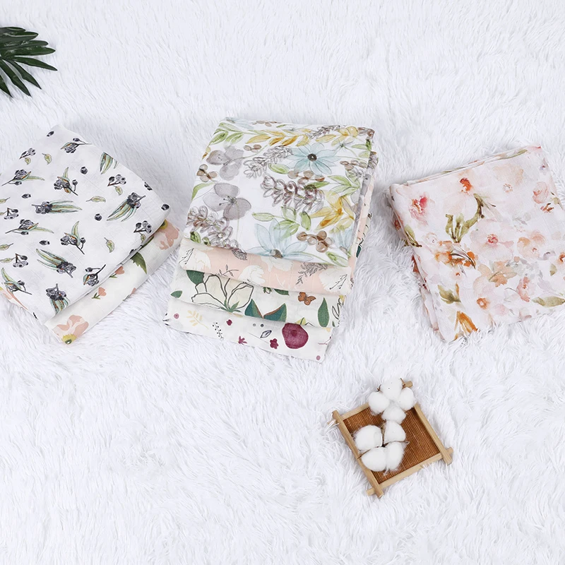 Bamboo Cotton Baby Muslin Swaddle Blanket Wrap High Density Custom