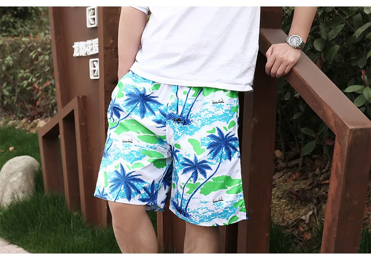 Summer casual polyester coconut tree printing mens oversize sports beach pants men's shorts325_voghion.com