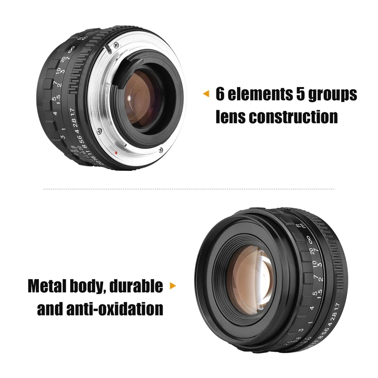 50mm F1.7 Large Aperture Camera Lens Manual Focus Prime Lens PK Mount Replacement for Pentax Full Frame Cameras