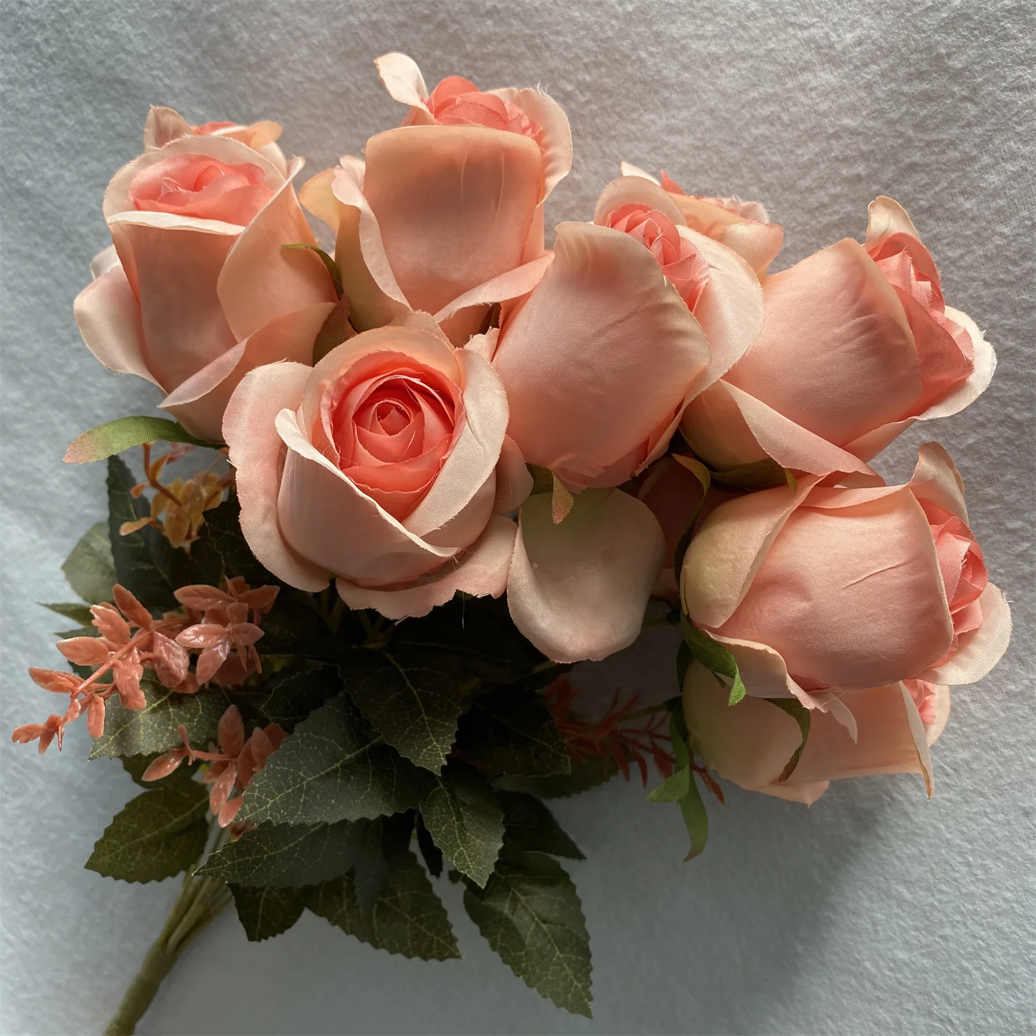 China Supplier Wholesale 11branch 11head Long Bunch Rose Artificial