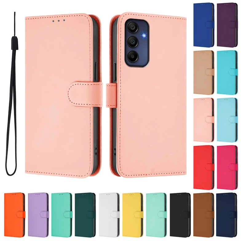 Colorful PU Wallet Leather Case for Samsung Galaxy S25 Plus S24 Ultra S23 FE M35 5G A16 A06 A15 A14 A13 A12 A07 A17 Stand Cover