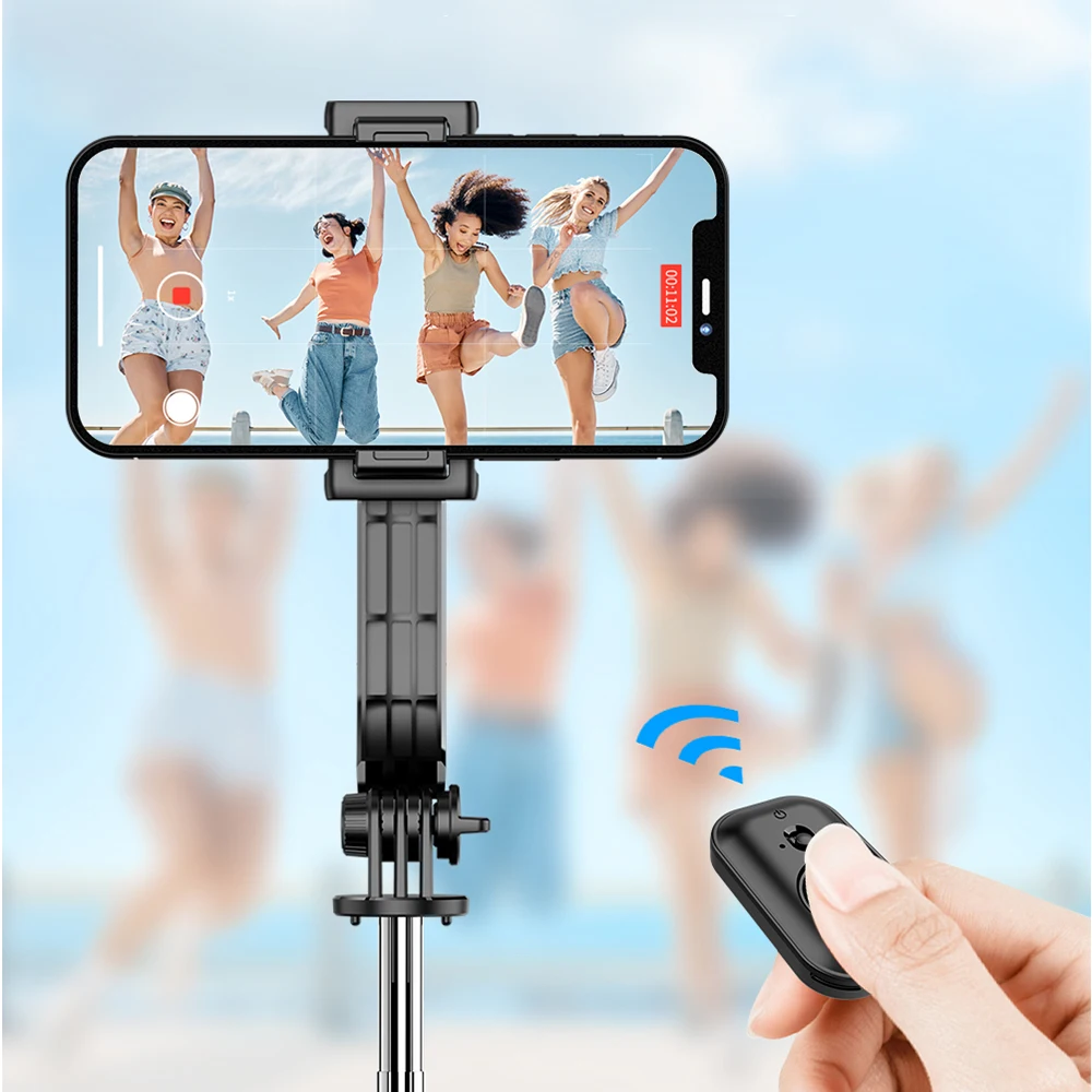 C01 Detachable Phone Clip Remote Control Mini Selfie Stick Tripod Extended Length 1060mm Mobile Phone Holder Rotatable
