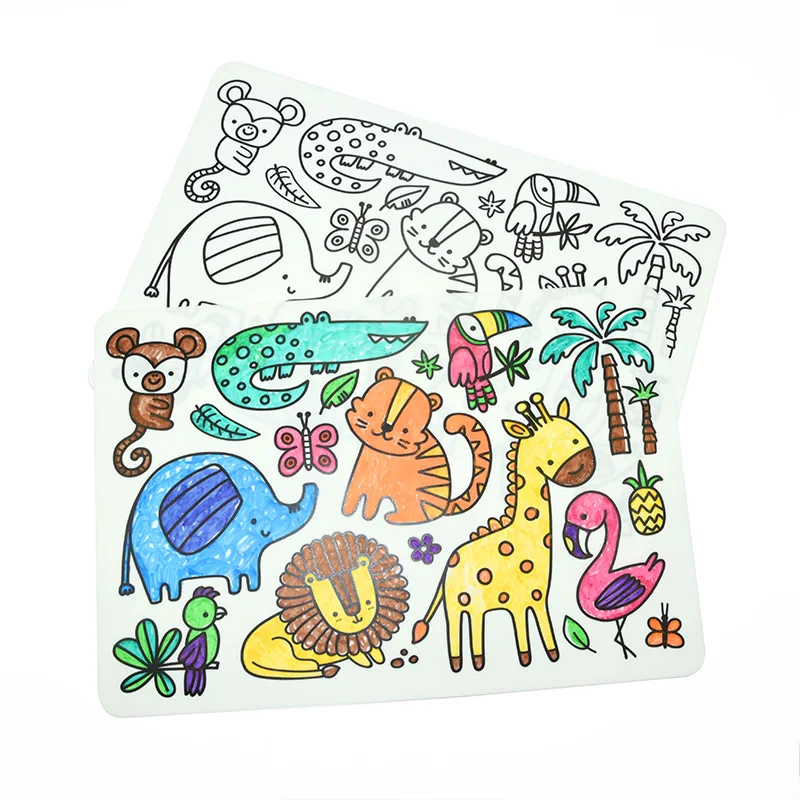 Bpa Free Non Slip Reusable Washable Silicone Coloring Placemat Educational Kids Placemats