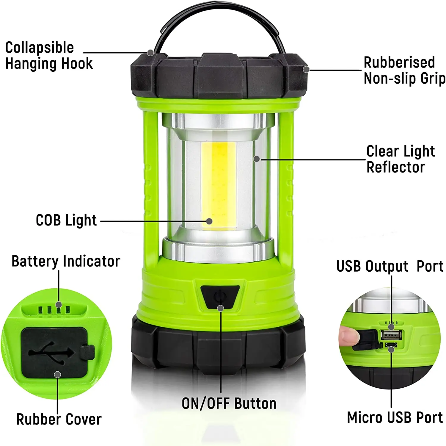 3000LM 5 Light Modes Portable Waterproof Rechargeable LED Camping Lantern Light Impact-Resistant Emergency Flashlight Lantern manufacture