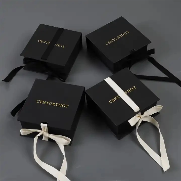 Custom Logo Cardboard Jewelry Gift Box Necklace Ribbon Box Package