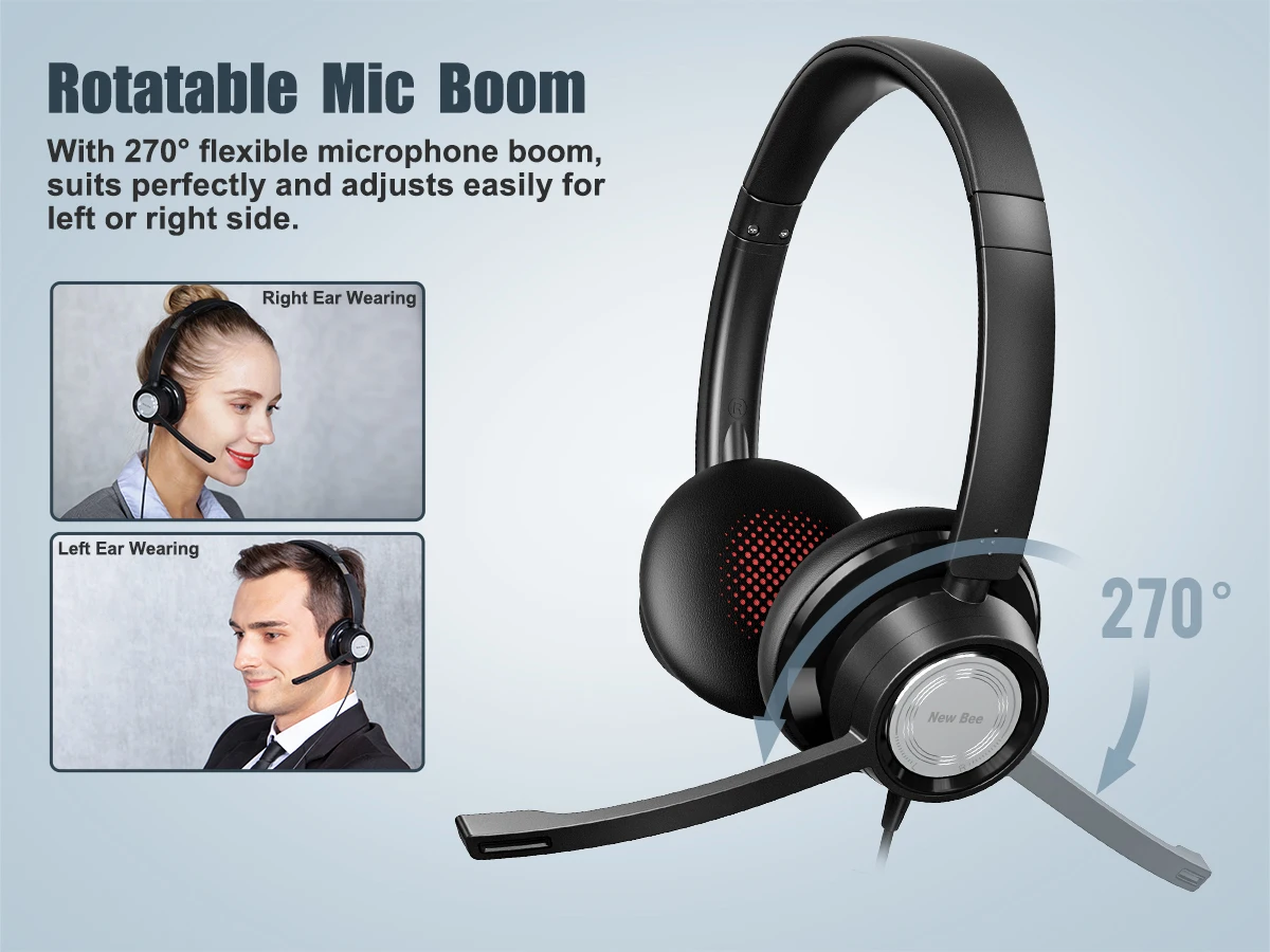 New Bee Custom Office Headset With Microphone,Call Center Headset Noise