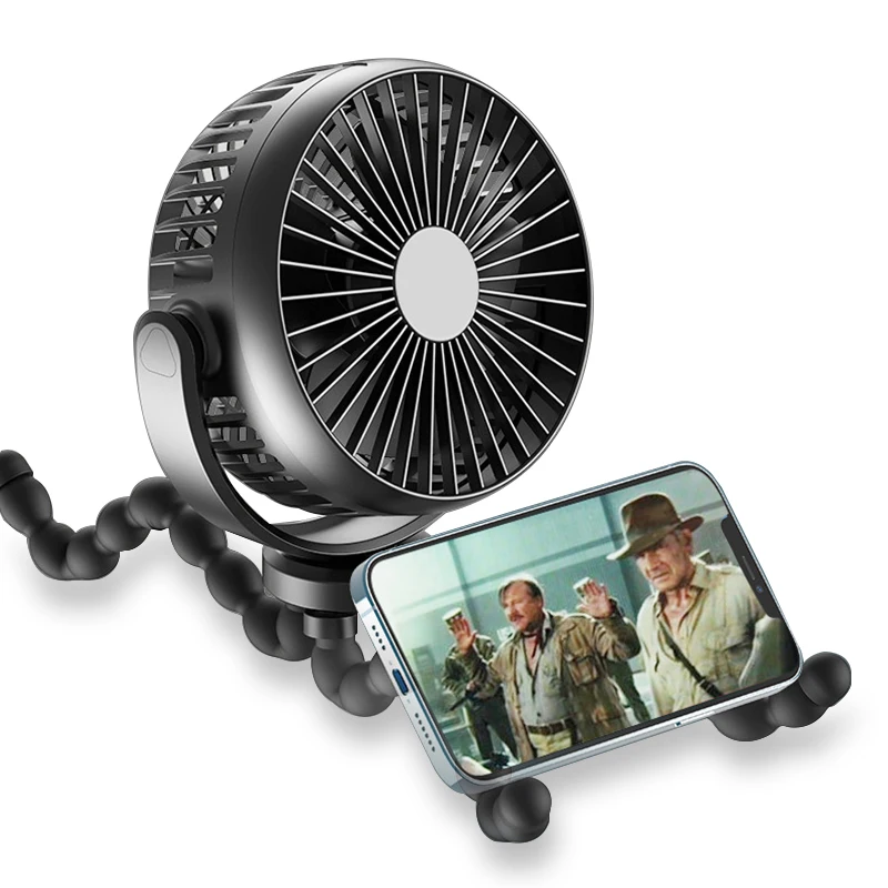 5200mah Rechargeable Battery Powered 360 Rotatable Clip Stroller Fan With Flexible Tripod For 6367