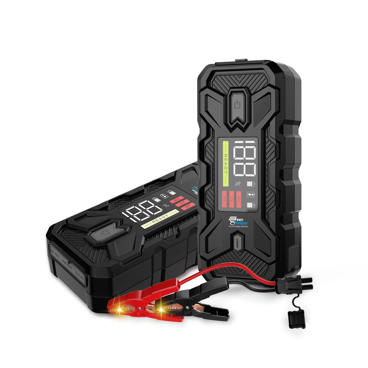 Green Keeper 2024 New Battery Booster Car Jump Starter 3000A 20000mAh High Discharge Portable Jump Starter With Led Light