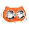 Cuenco doble de acero inoxidable, naranja