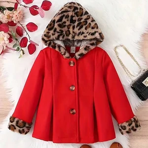 Customized Girls' Double-Faced Wool Coat New Autumn/Winter Children's Woolen Hooded Jacket Mid-Length Clothes for Kids