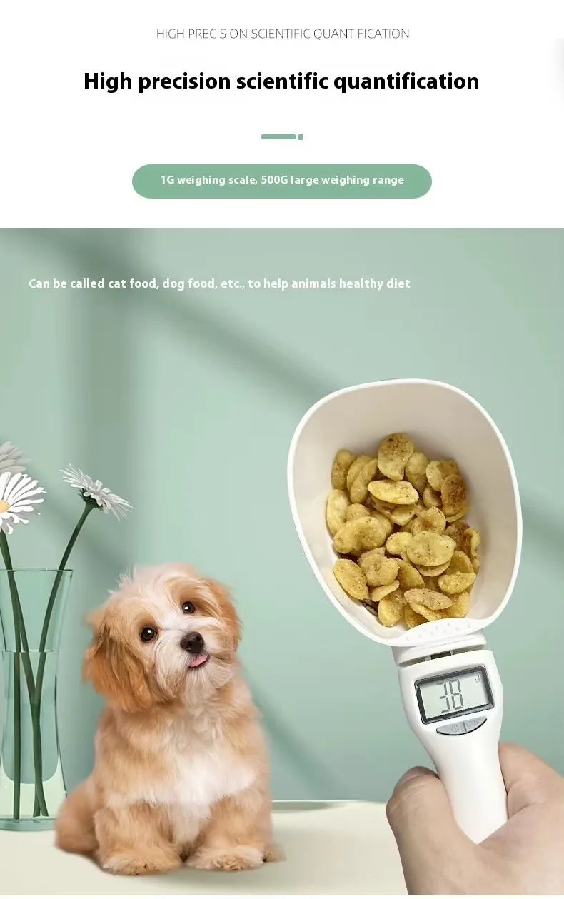 product precise pet food scale cup measure spoon with four measuring units lcd display for pet feeding dog cat food weight measuring-34