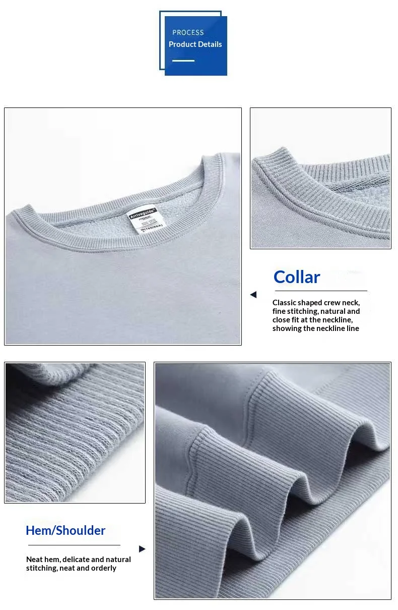Autumn and Winter Fleece Round Neck Hoodie for Men and Women, Solid Color Hoodie, Customized Workwear, Printed logo preview 6