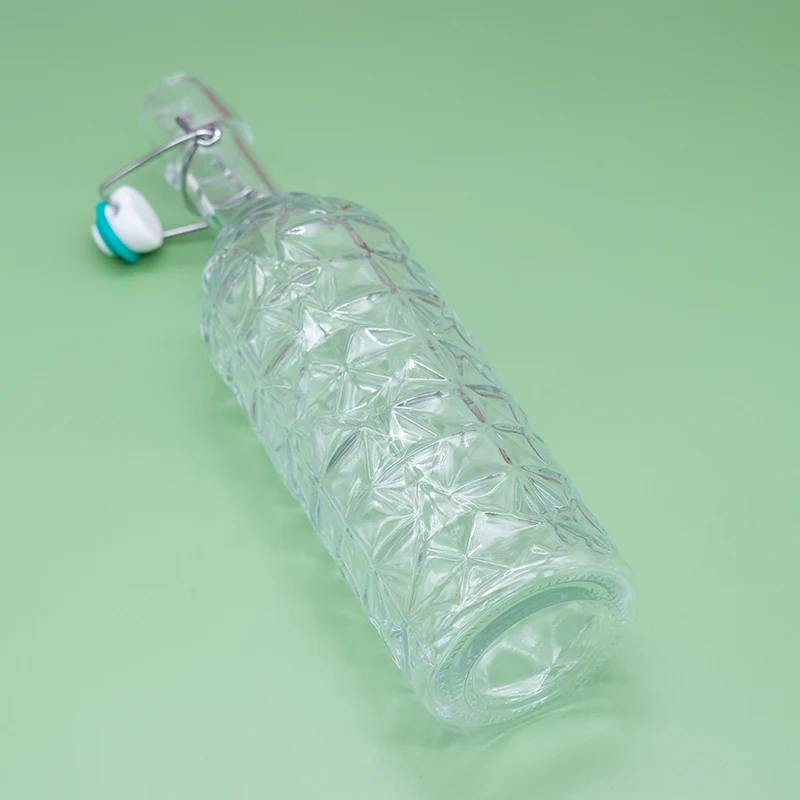 1000ml Eco-friendly Swing Top Glass Flask Bottle Flat Wine Glass for Tequila Bulk Sale