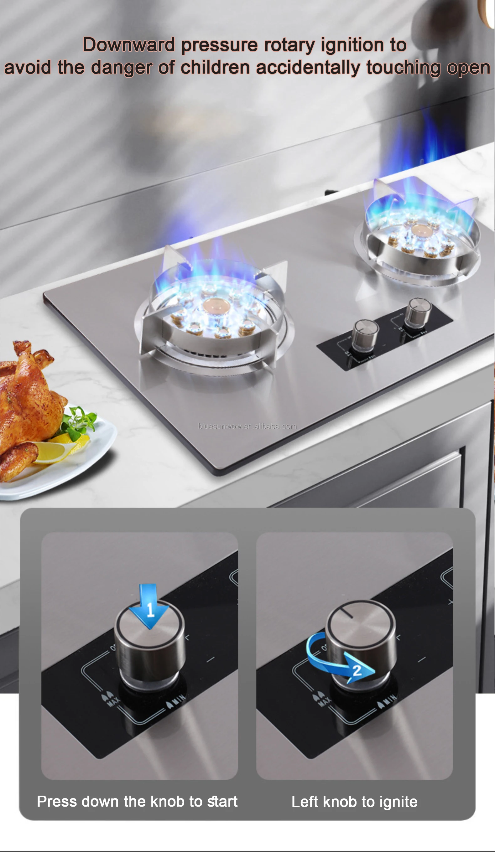 Factory Sale Kitchen High Quality Cooking Flippable Gas Cooker Stovetop