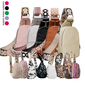 Western Sling Bags Woman Leopard Printed Aztec Boho PU Leather Crossbody Multifunctional Storage Bag for Women
