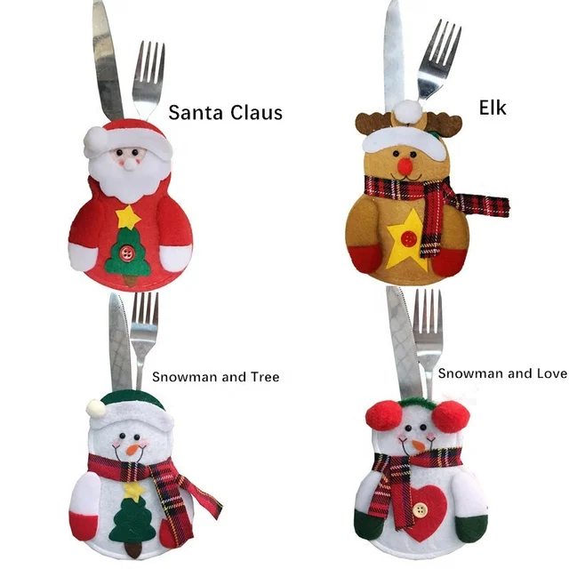 Christmas decoration small snowman knife and fork bag creative home dining table tableware set