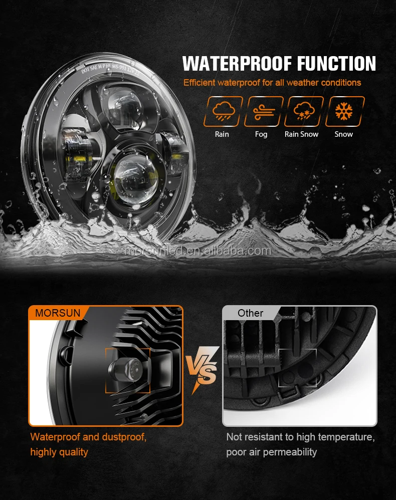 2023 7 Inch Round Led Headlight 84w Sealed Beam 7'' Motorcycle Led