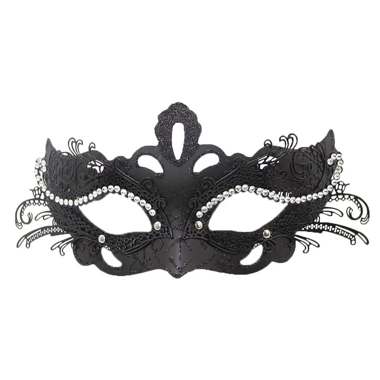 Black Couples Masquerade Mask Metal Half Face Venetian Masquerade Ball ...