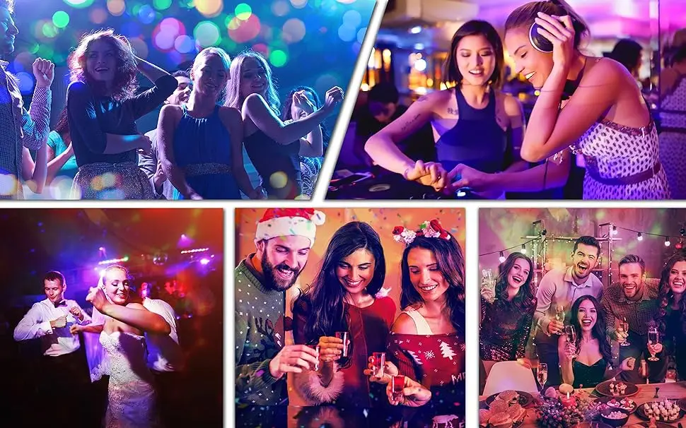 Luz de bola de discoteca rotativa colorida, lâmpada de festa de 7 cores, luz de bola mágica rotativa para decoração de festas de aniversário e natal