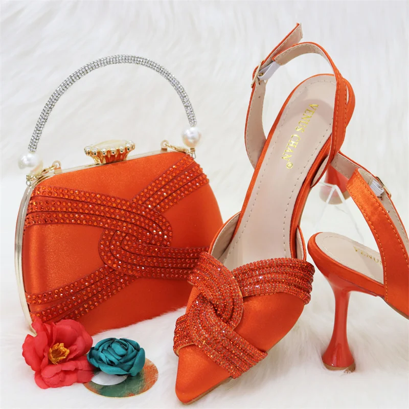 Womens Shoes Orange Sandals And Matching Bag Italian Shoes Womens
