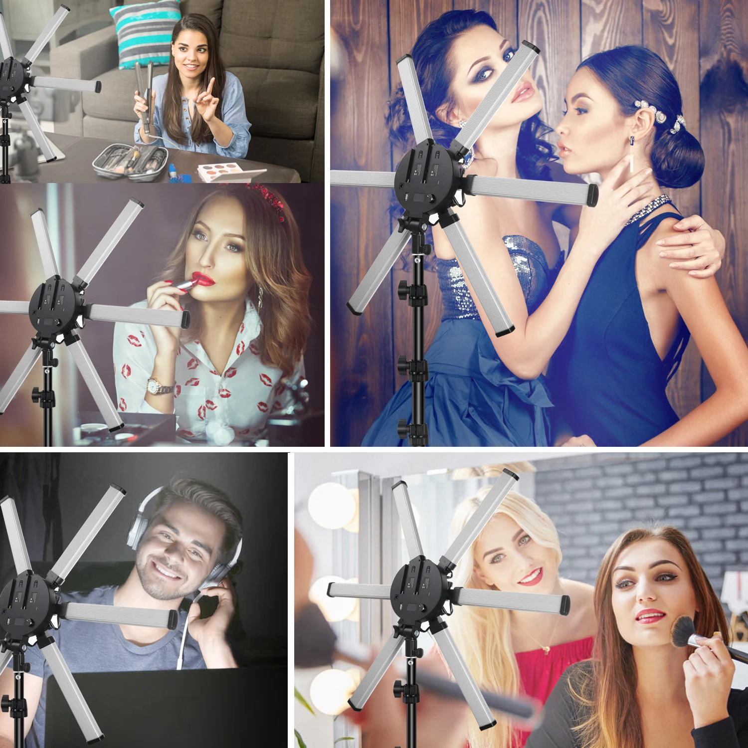 Светодиодная кольцевая лампа для селфи осветительный прибор с регулируемой яркостью подставкой и штативом 6 лампочек Youtube подходит нанесения