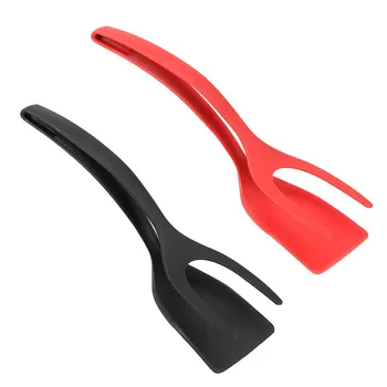 2 In 1 Egg Spatula Silicone Nylon Fried Egg Double Spatula Pancake Bread Clamp Barbecue Shovel Tongs Kitchen Gadget