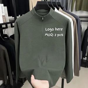 Custom Logo Print High Quality New Zipper Design Half Puller Men's Hoodies Solid Color Outdoor US Size  Blank T Shirts