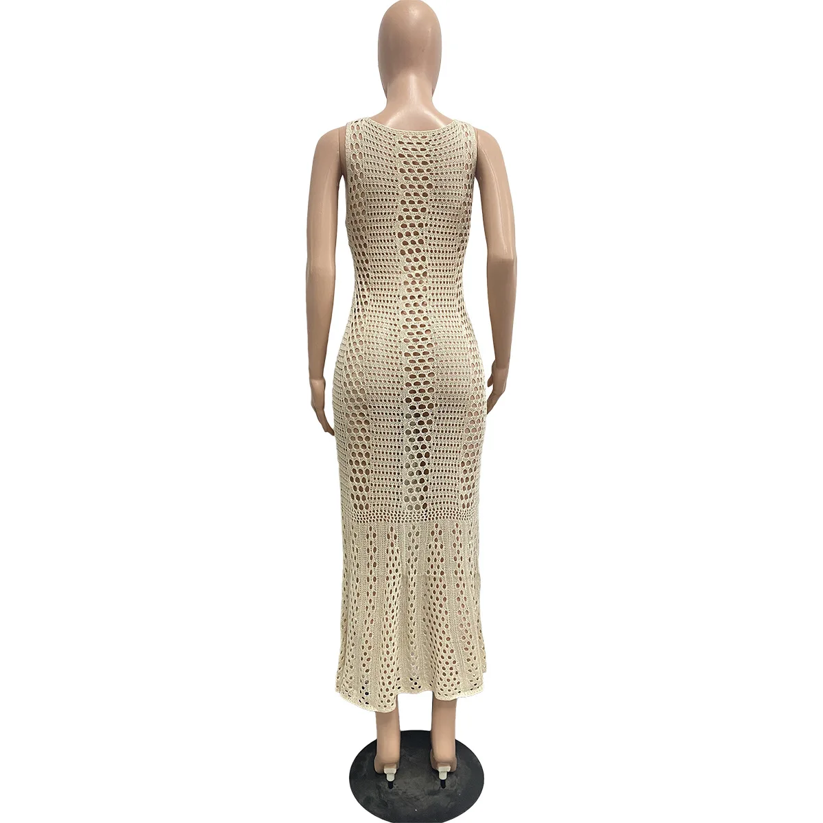 Summer New Knit Hollow Out Sleeveless Slim Fishtail Dress Design Sense  Women Crochet Beach Long Dress| Alibaba.com