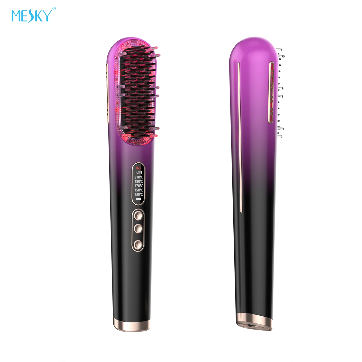 mesky New Product Wireless Straightening Comb for Hotel Travel Home Ues Hair Straightener Brush with Infrared Ionic