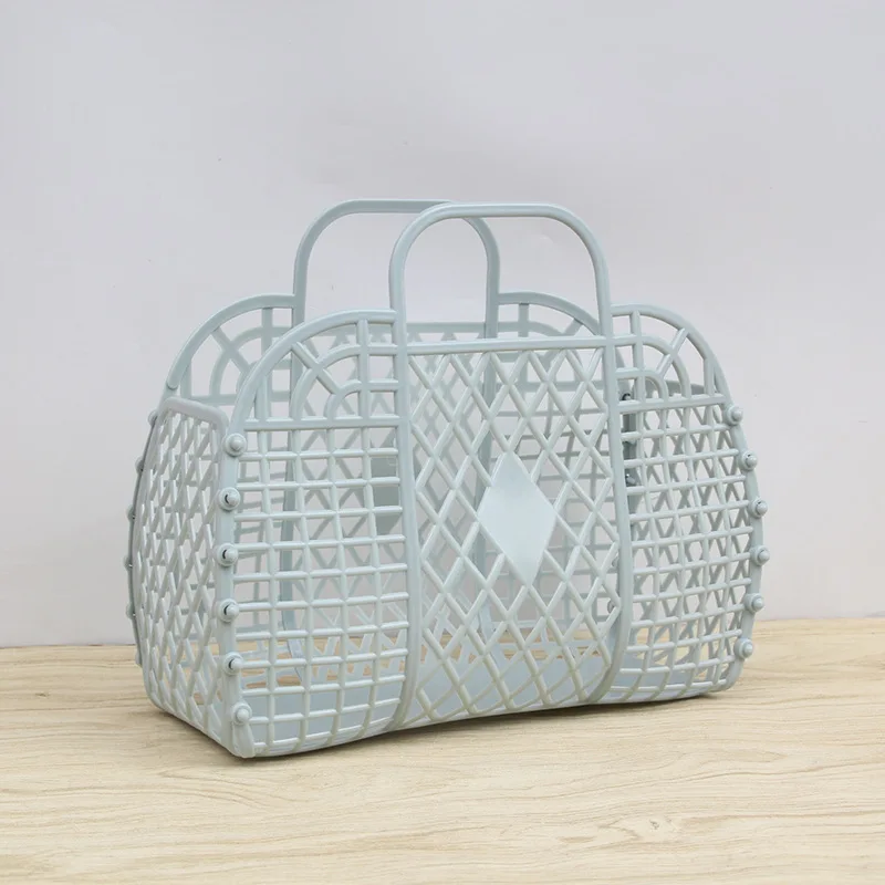 Custom Retro Vintage Eco-Friendly PVC Jelly Basket Tote Bag Beach