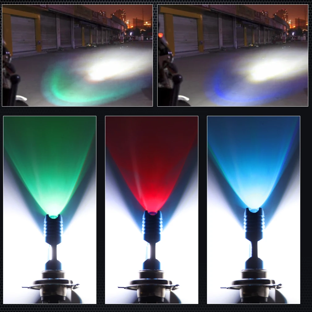 Мотоцикл RGB H4 BA20D светодиодная фара мотоцикла лампы COB лампа мото фары Мотоцикл аксессуары 12V