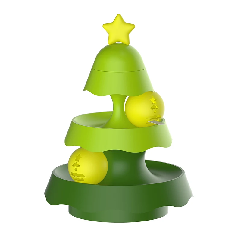 New Interactive Christmas Tree Shaped Catnip Toys Luminous Plastic Cat Track and Turntable Mint Pet Playful Tunnel Cat Toy