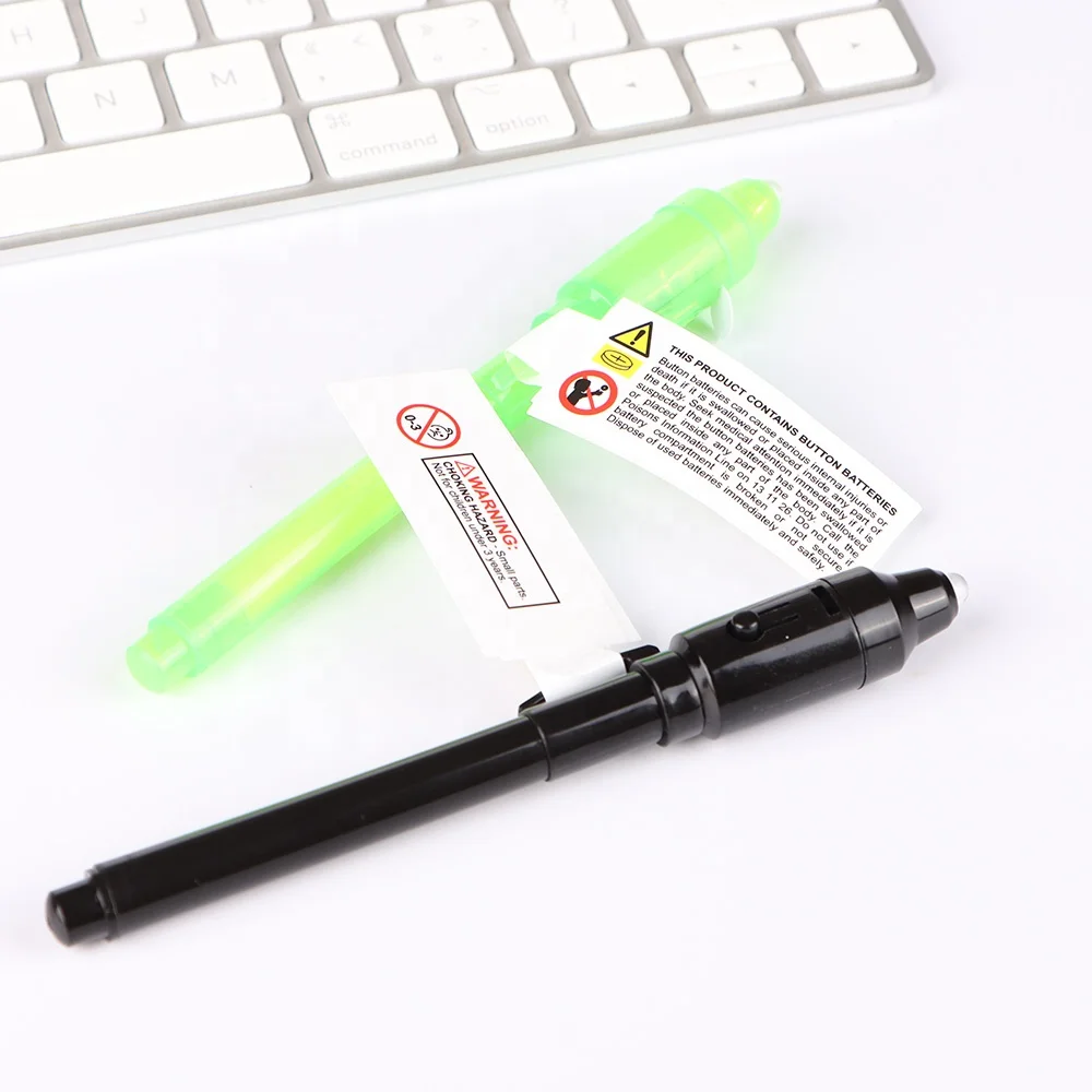 Hot Selling Logo Sports Pen Promotional Magic Invisible Ink Spy Pen with UV Light Plastic Material