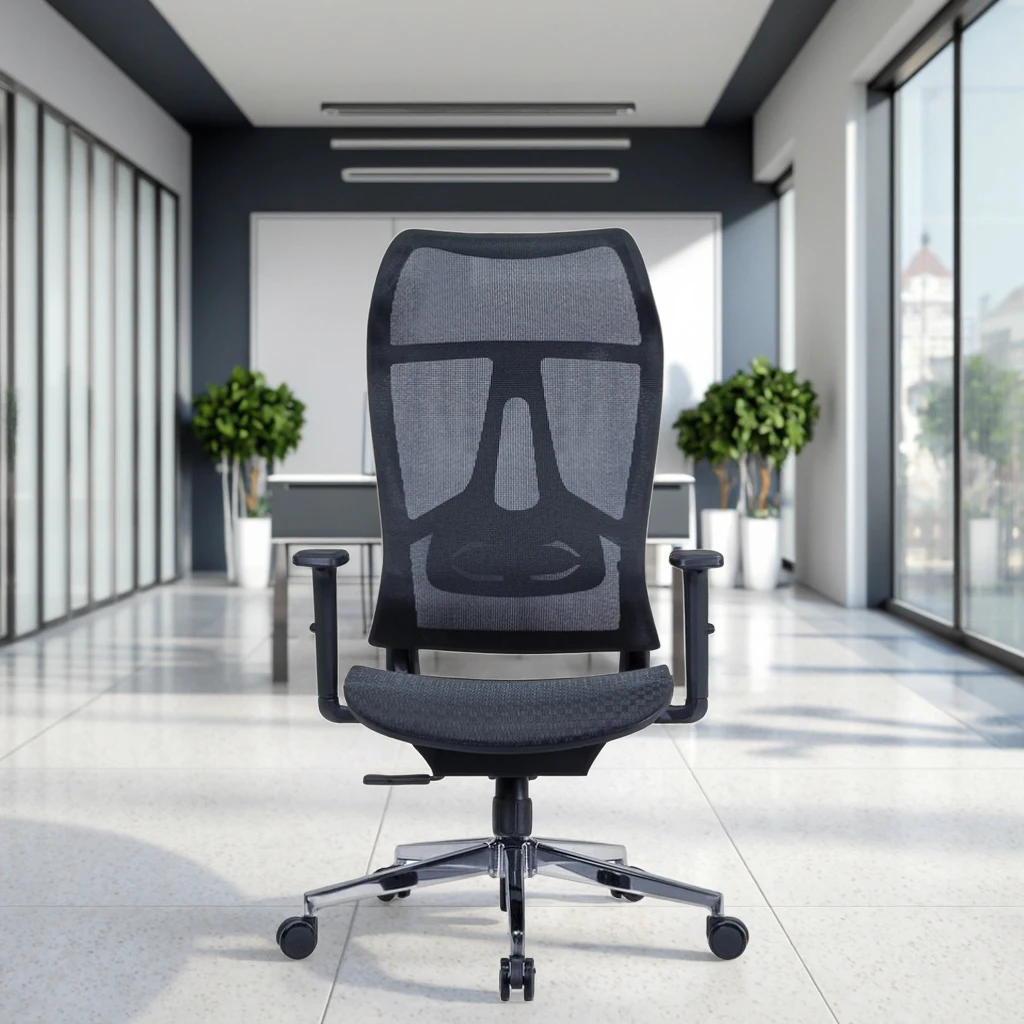 Premium High-End PU Executive Ergonomic Desk Chairs Adjustable Headrest Integrated Lumbar Support Memory Foam Seat Steel Base 3