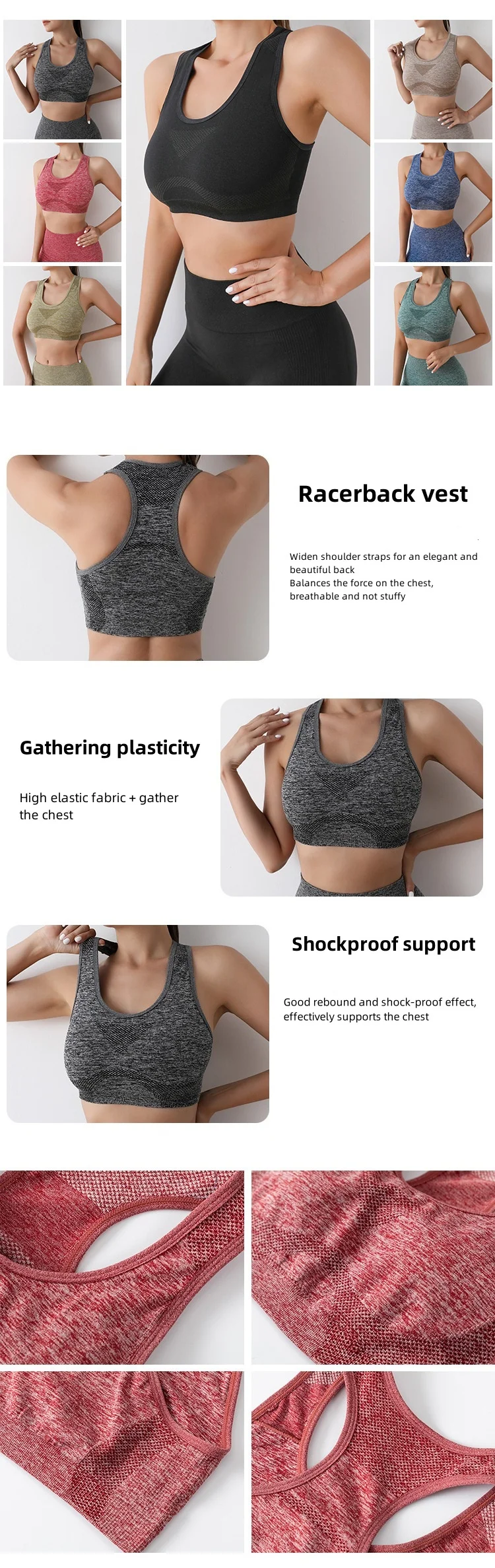 Women's Sports Yoga Fitness bra Workout Activewear Yoga Bra Shockproof Running Fitness Gym Yoga Top Outdoor Seamless Sports Bra factory