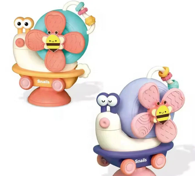 Unisex Spinner Snail Dining Chair for 0-1 Year Olds Cross-Border Baby Table Sucker Toys Fine Plastic Finger Toys Carton