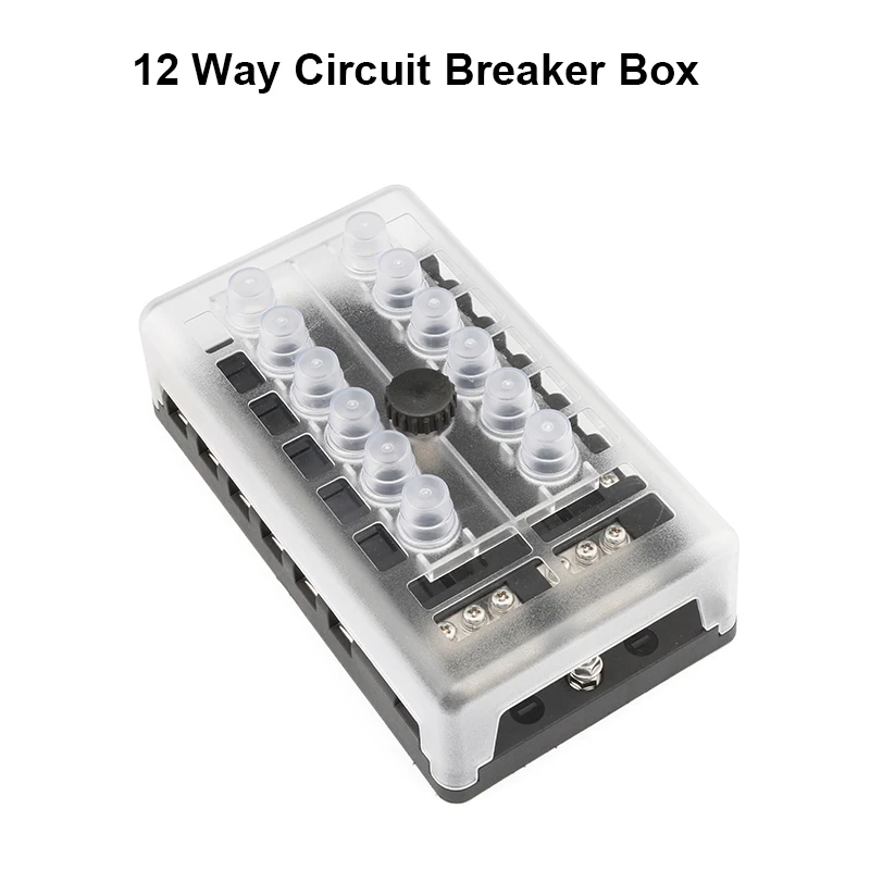 32V 12 Way Circuit Breaker Overload Protection Resettable Fuse Box for Car Boat SUV ATV UTV