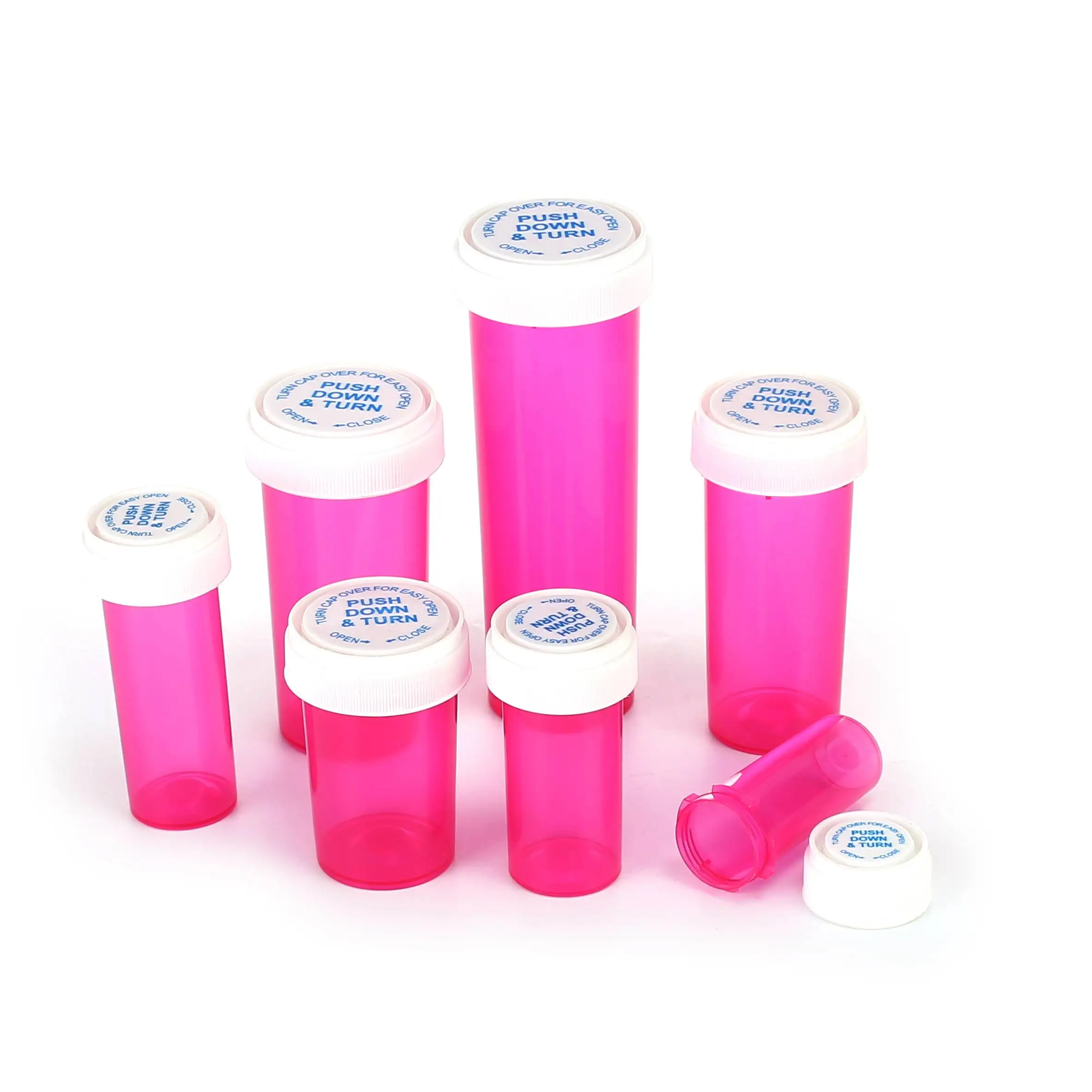 30ml 50ml 60ml 80ml 120ml 160ml 240ml Plastic Reversible Pharmacy Vials Pill Bottle Child Proof Holder Smell Proof Container