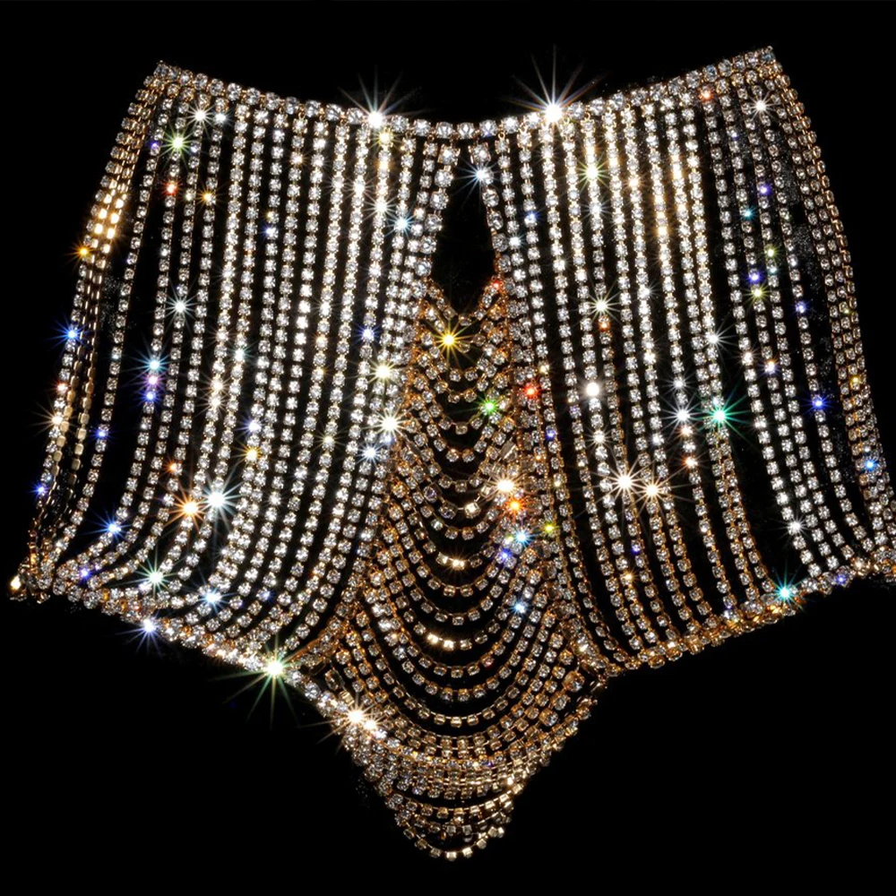 Stonefans Bling Bikini Crystal Panties Thong For Women Rhinestone Lingerie Underwear Luxury Body 2973