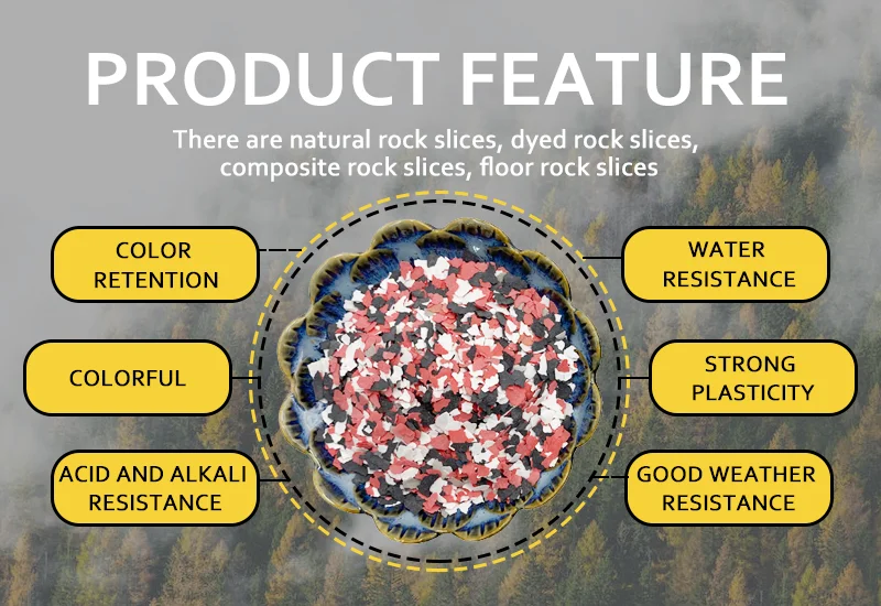 Rock slice for Floor Tiles Coatings  Composite Multicolored mica flake details